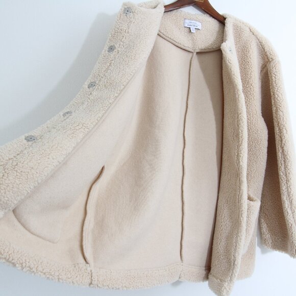 & Other Stories Faux Shearling Coat Light Beige Cream Wool Teddy Size Small - Picture 12 of 16